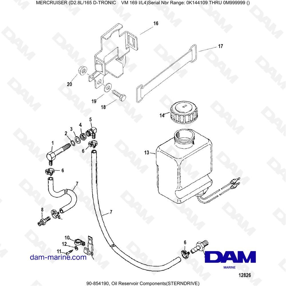 Vue éclatée OIL TANK COMPONENTS (CUTTER CUTTER) pour moteur Mercruiser D2.8L 165 D-TRONIC