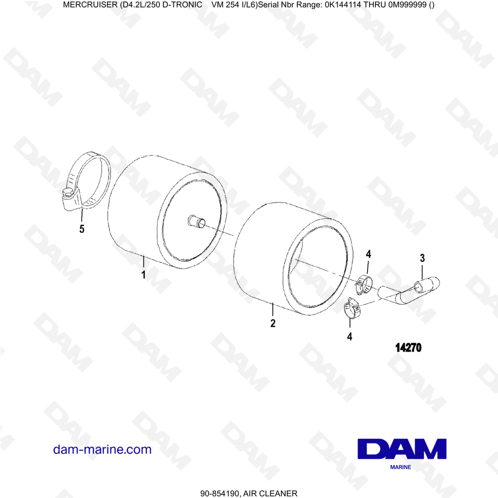 Vue éclatée FILTRO DELL'ARIA pour moteur Mercruiser D4.2L 250 D-TRONIC