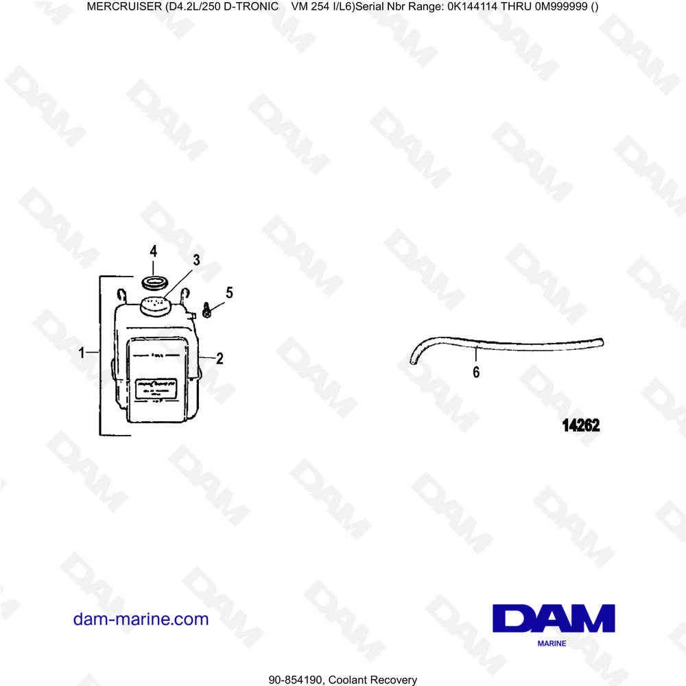 Vue éclatée RECUPERO DEL REFRIGERANTE pour moteur Mercruiser D4.2L 250 D-TRONIC
