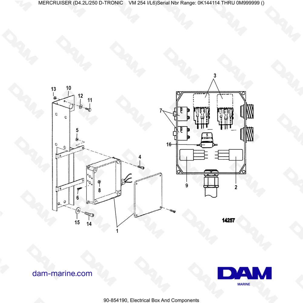 Vue éclatée SCATOLA ELETTRICA E COMPONENTI pour moteur Mercruiser D4.2L 250 D-TRONIC