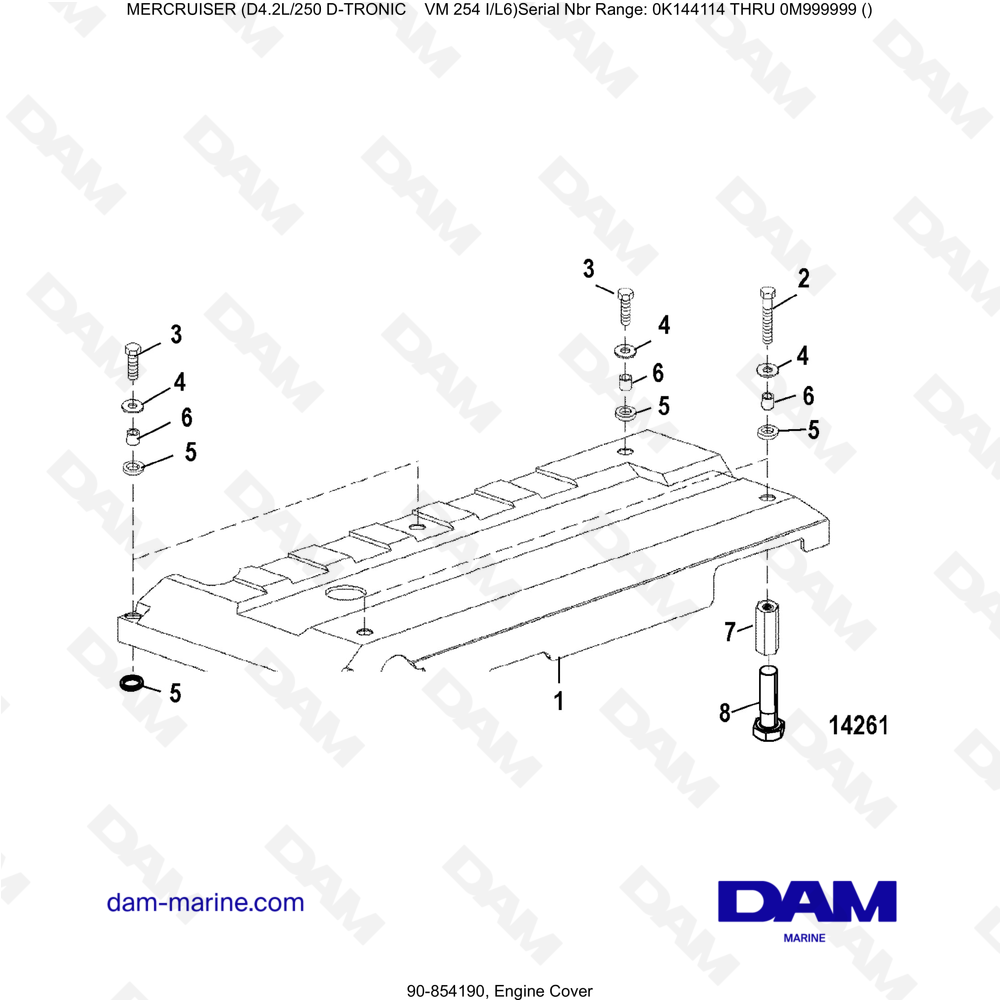 Vue éclatée COPERTURA MOTORE pour moteur Mercruiser D4.2L 250 D-TRONIC