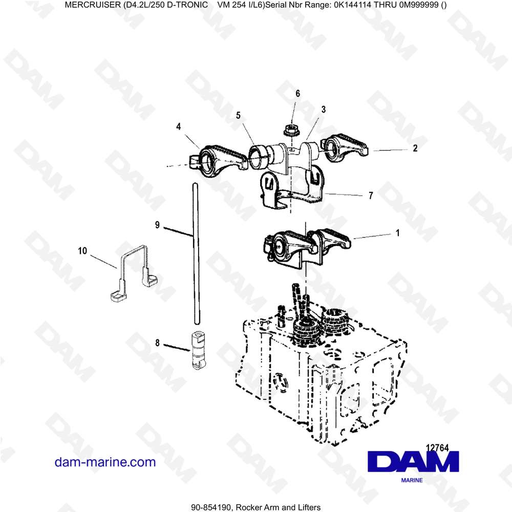 Vue éclatée BILANCIERE E PUNTONI pour moteur Mercruiser D4.2L 250 D-TRONIC
