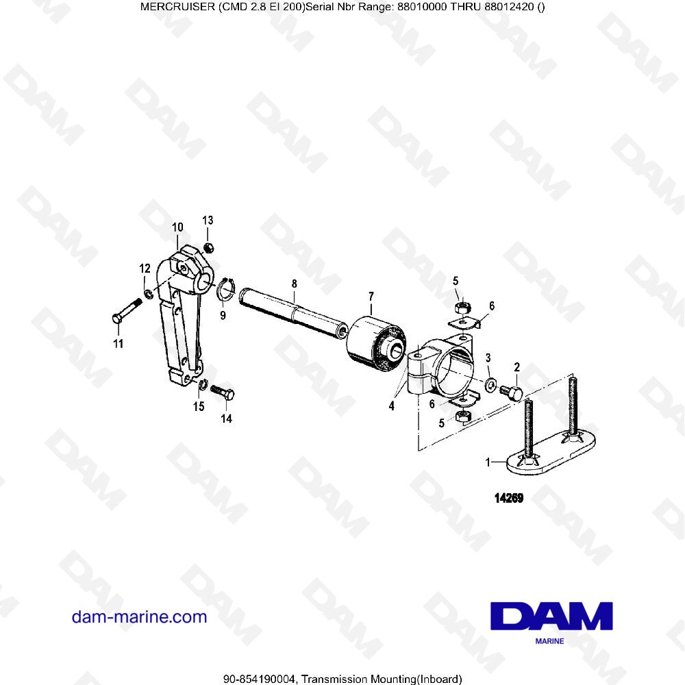 Vue éclatée TRANSMISSION ASSEMBLY (INTERIOR) pour moteur MERCRUISER CMD 2.8 ES 200