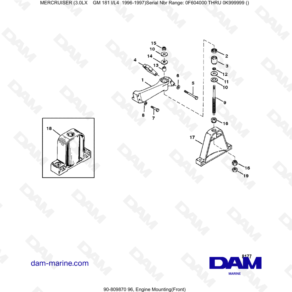 Vue éclatée MONTAJE DEL MOTOR pour moteur MERCRUISER 3.0LX GM181