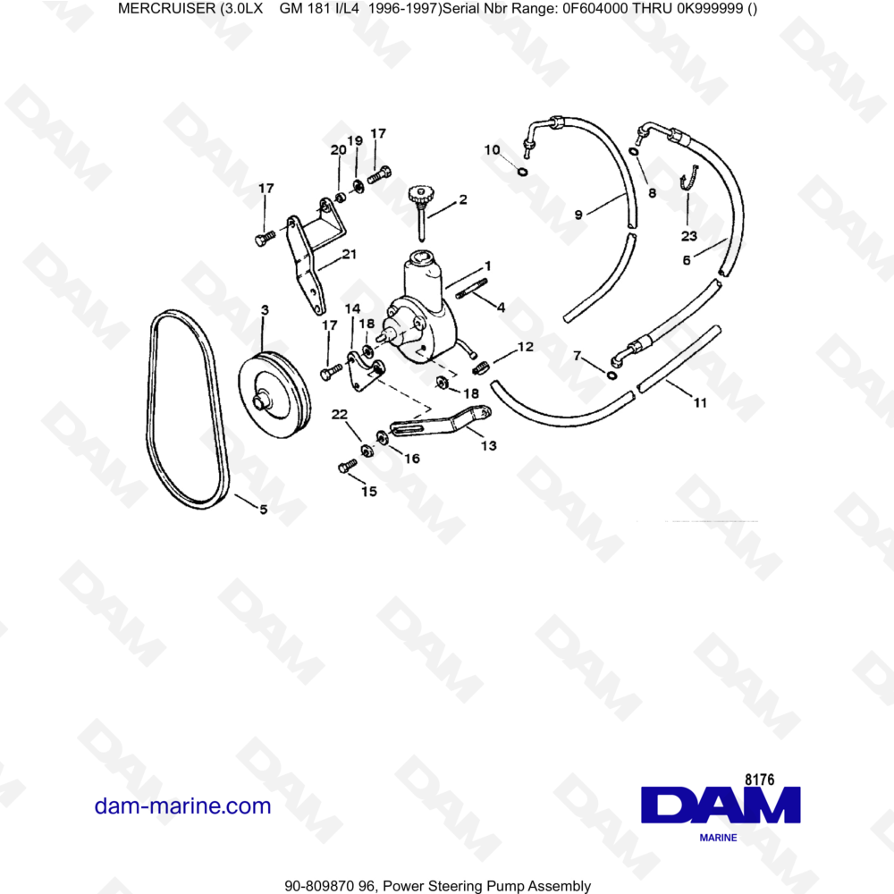Vue éclatée CONJUNTO DE BOMBA DE DIRECCIÓN ASISTIDA pour moteur MERCRUISER 3.0LX GM181