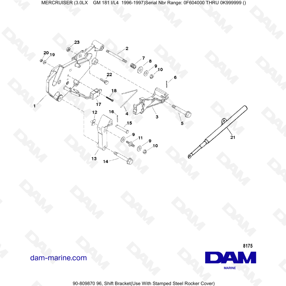 Vue éclatée SOPORTE DE CAMBIO pour moteur MERCRUISER 3.0LX GM181