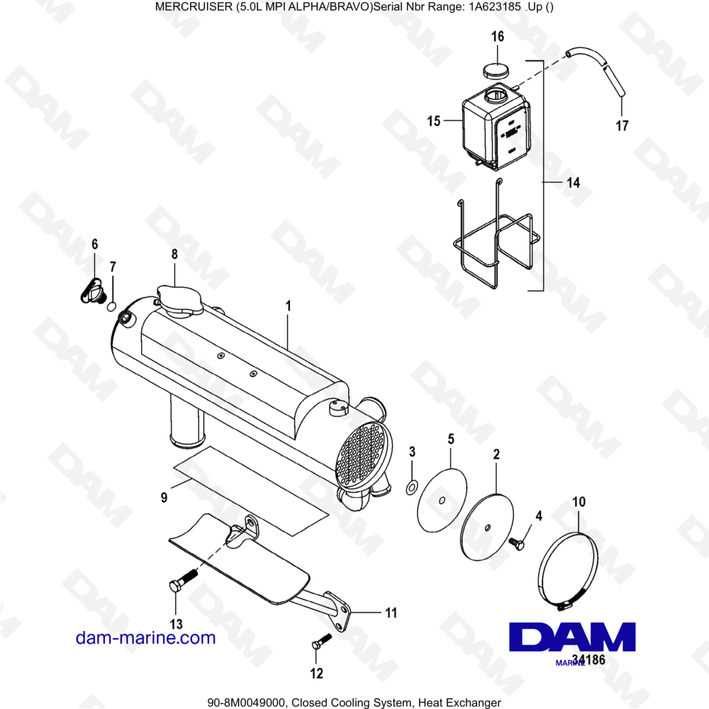 Vue éclatée CLOSED COOLING SYSTEM, BRAVO pour moteur MERCRUISER 5.0L MPI ALPHA-BRAVO