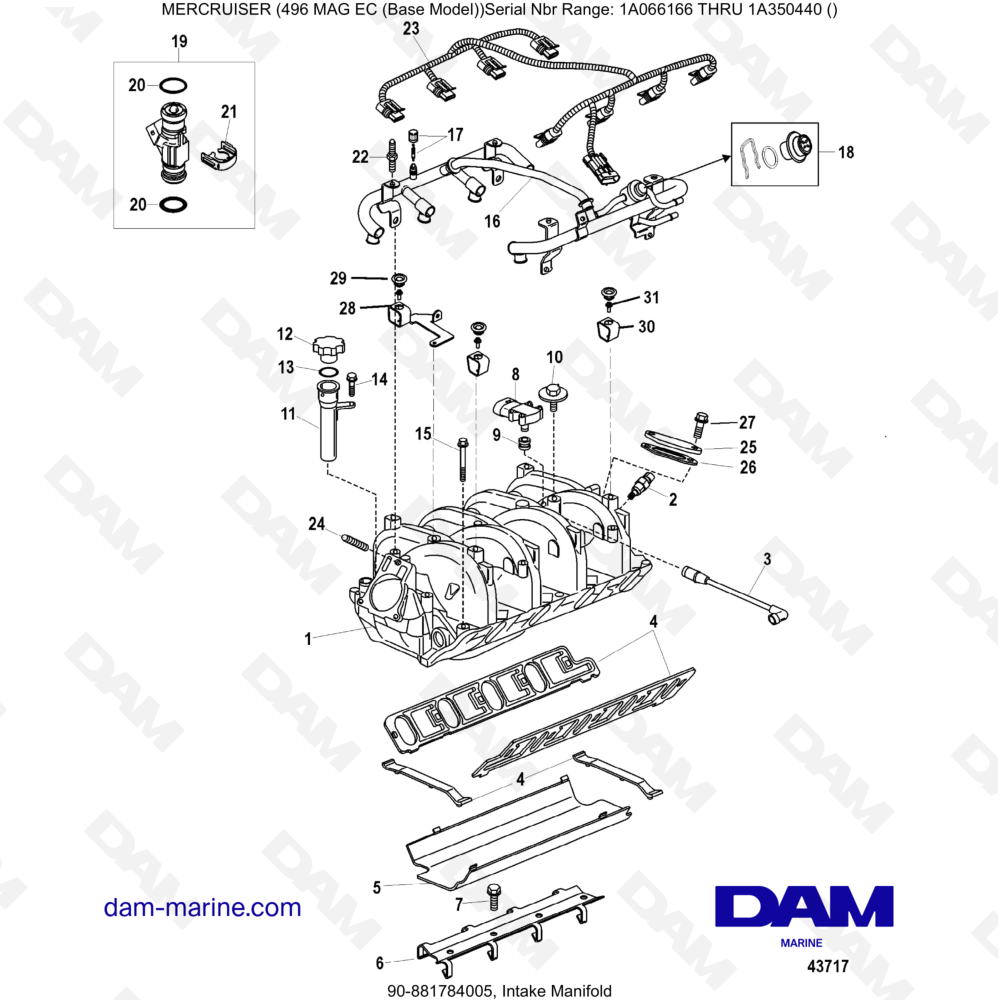 Vue éclatée COLLETTORE DI ASPIRAZIONE pour moteur MERCRUISER 8.1L 496 MAG EC