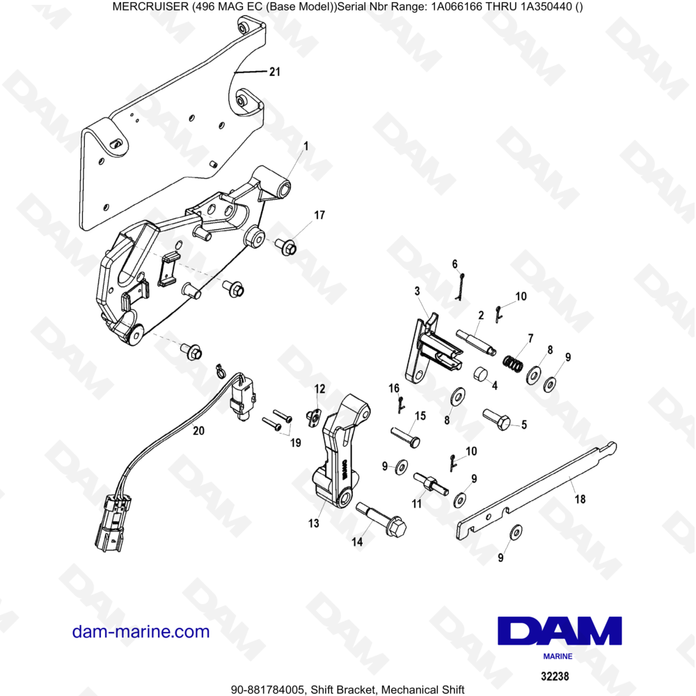 Vue éclatée SUPPORTO CAMBIO, CAMBIO MECCANICO pour moteur MERCRUISER 8.1L 496 MAG EC