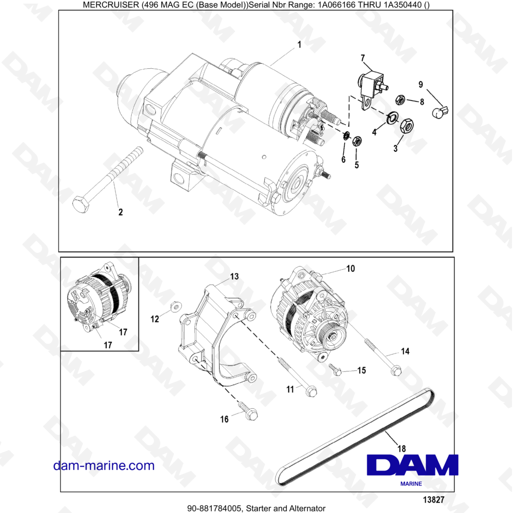 Vue éclatée SENSORE E CABLAGGIO SMARTCRAFT pour moteur MERCRUISER 8.1L 496 MAG EC