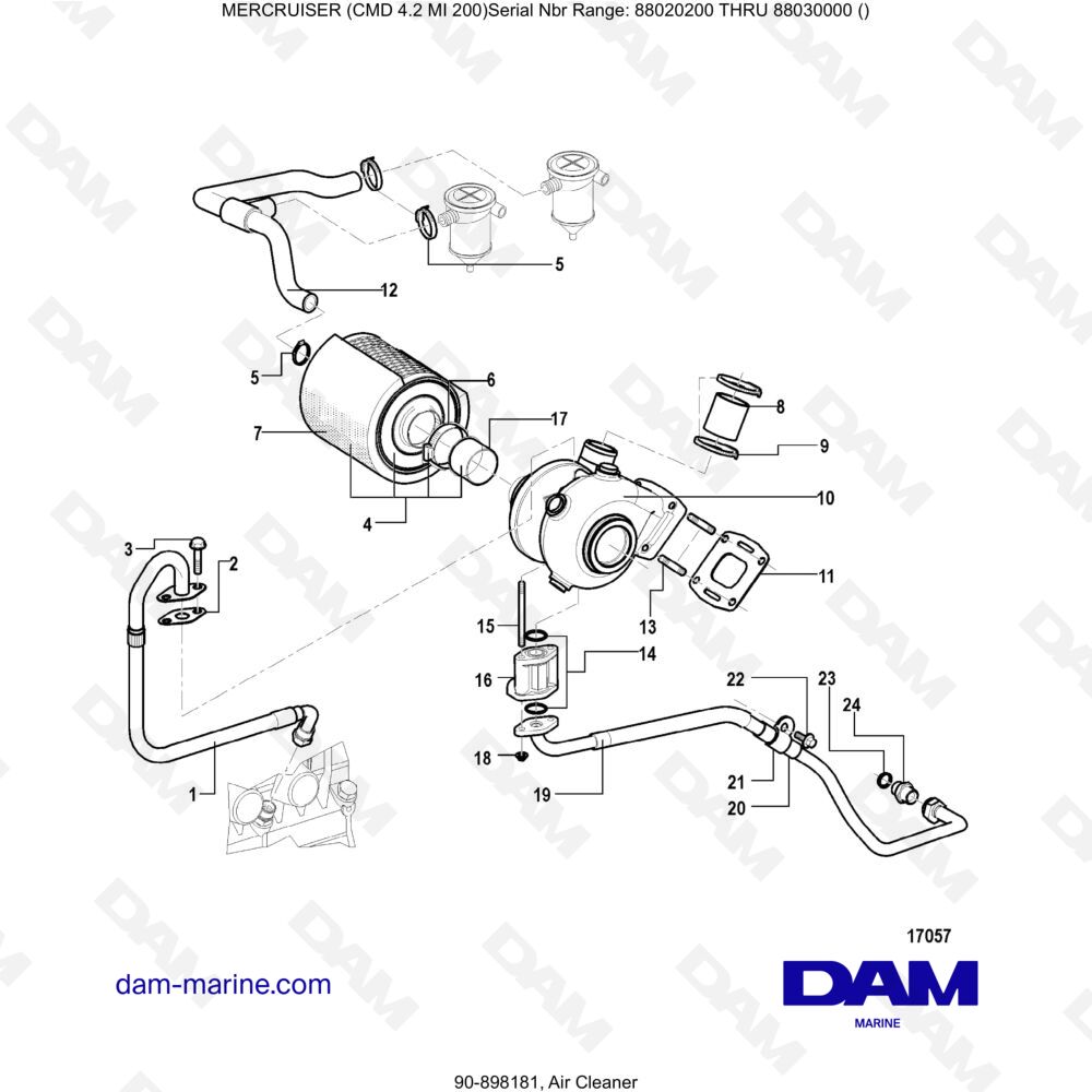 Vue éclatée AIR PURIFIER pour moteur MERCRUISER CMD 4.2 MI 200