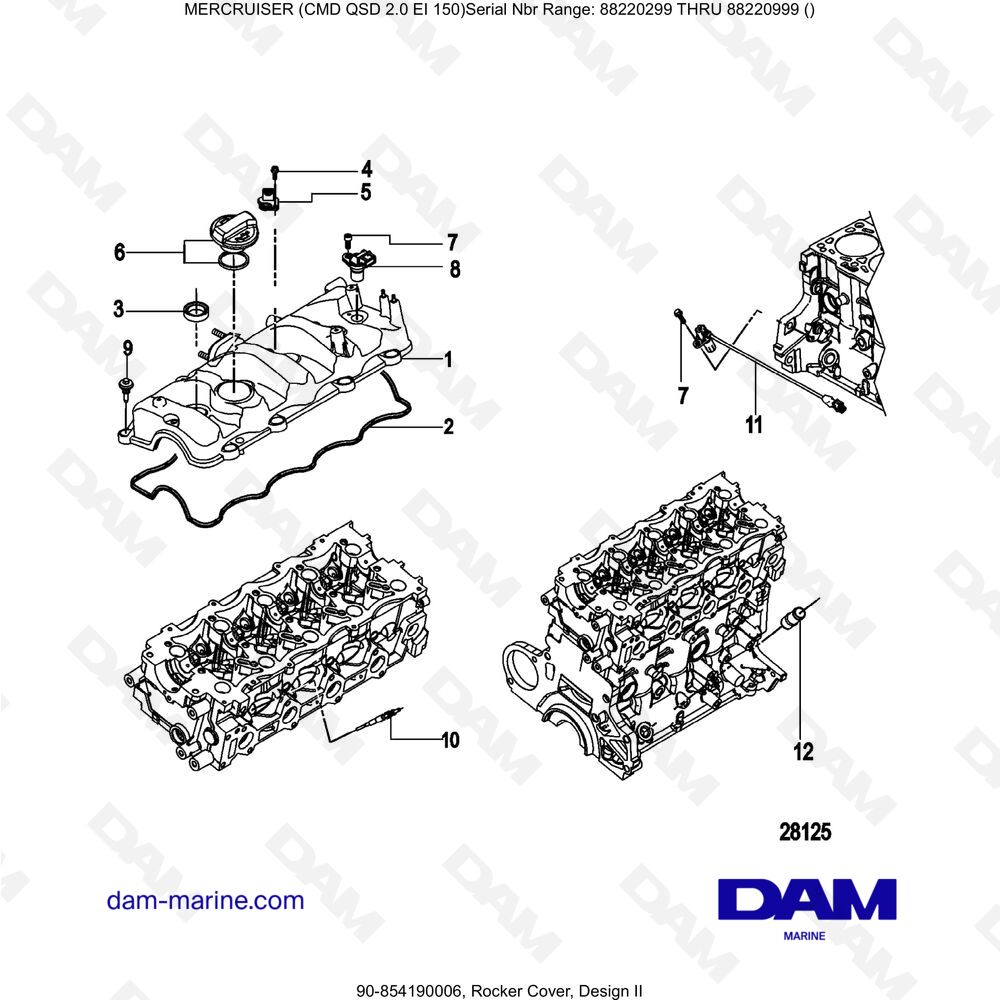 Vue éclatée TAPA DE BALANCINES, DISEÑO II pour moteur Mercruiser CMD QSD 2.0 EI 150