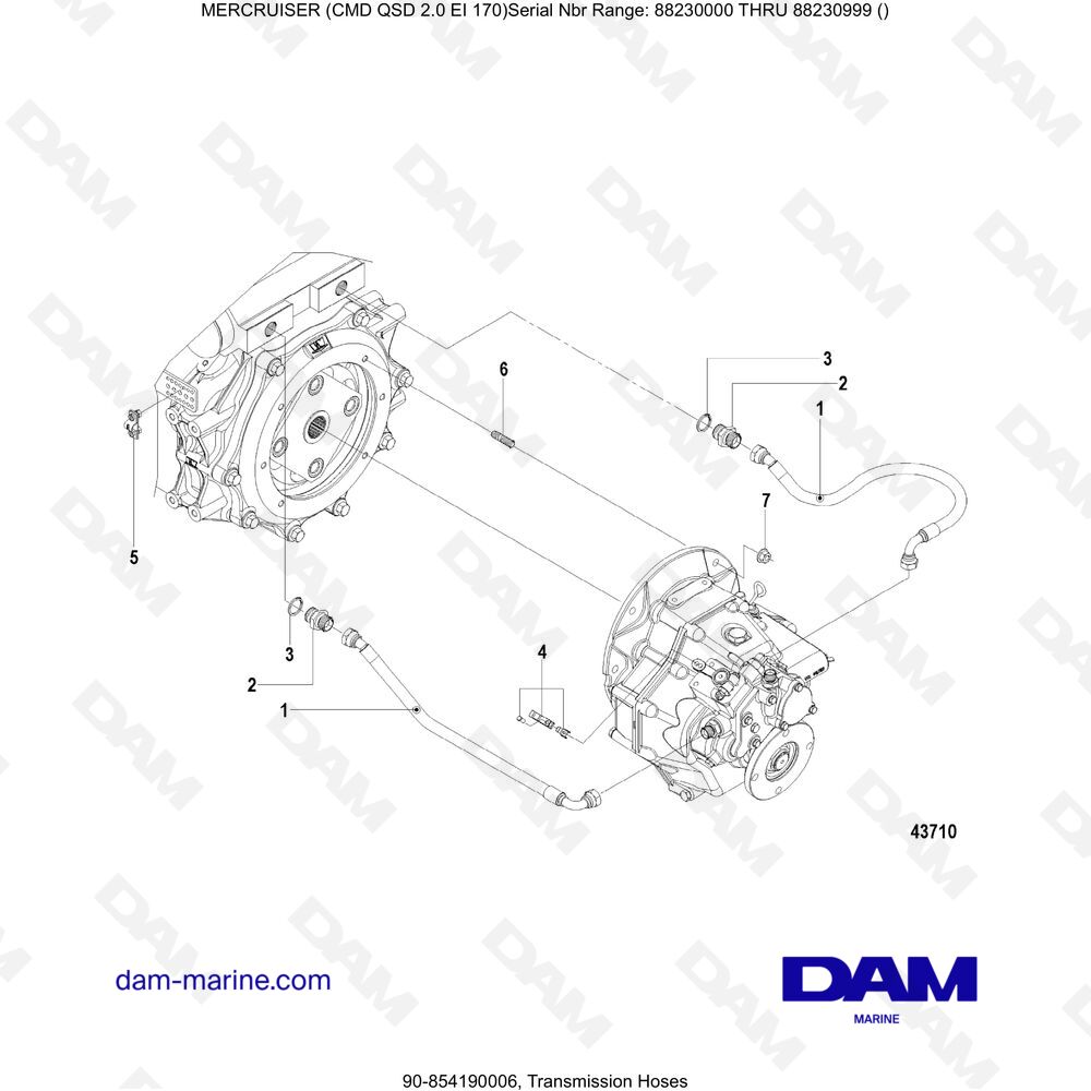 Vue éclatée TUBI DI TRASMISSIONE pour moteur Mercruiser CMD QSD 2.0 EI 170