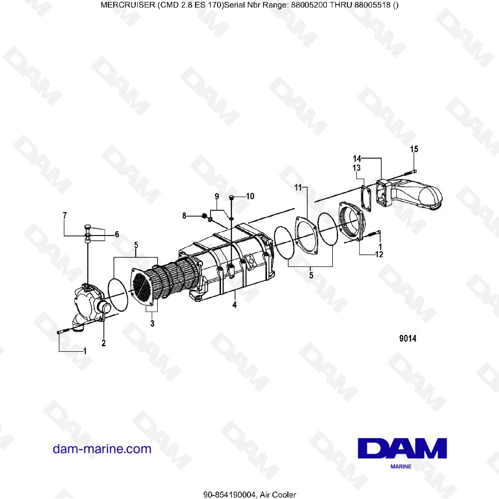 Vue éclatée AIR COOLER pour moteur MERCRUISER CMD 2.8 EI 170