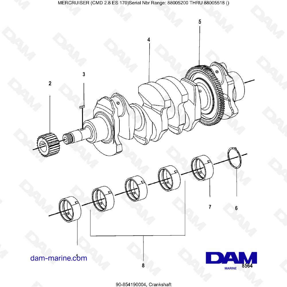 Vue éclatée CRANKSHAFT pour moteur MERCRUISER CMD 2.8 EI 170