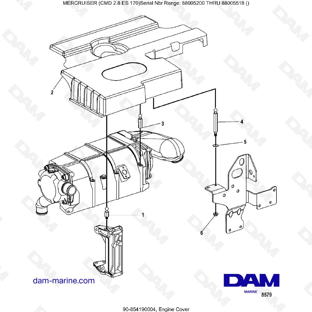 Vue éclatée ENGINE COVER pour moteur MERCRUISER CMD 2.8 EI 170