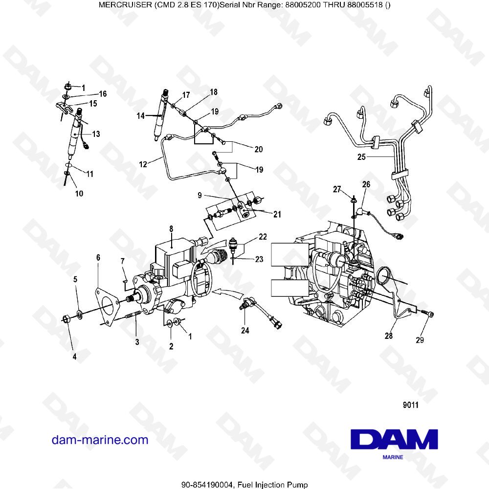 Vue éclatée FUEL INJECTION PUMP pour moteur MERCRUISER CMD 2.8 EI 170
