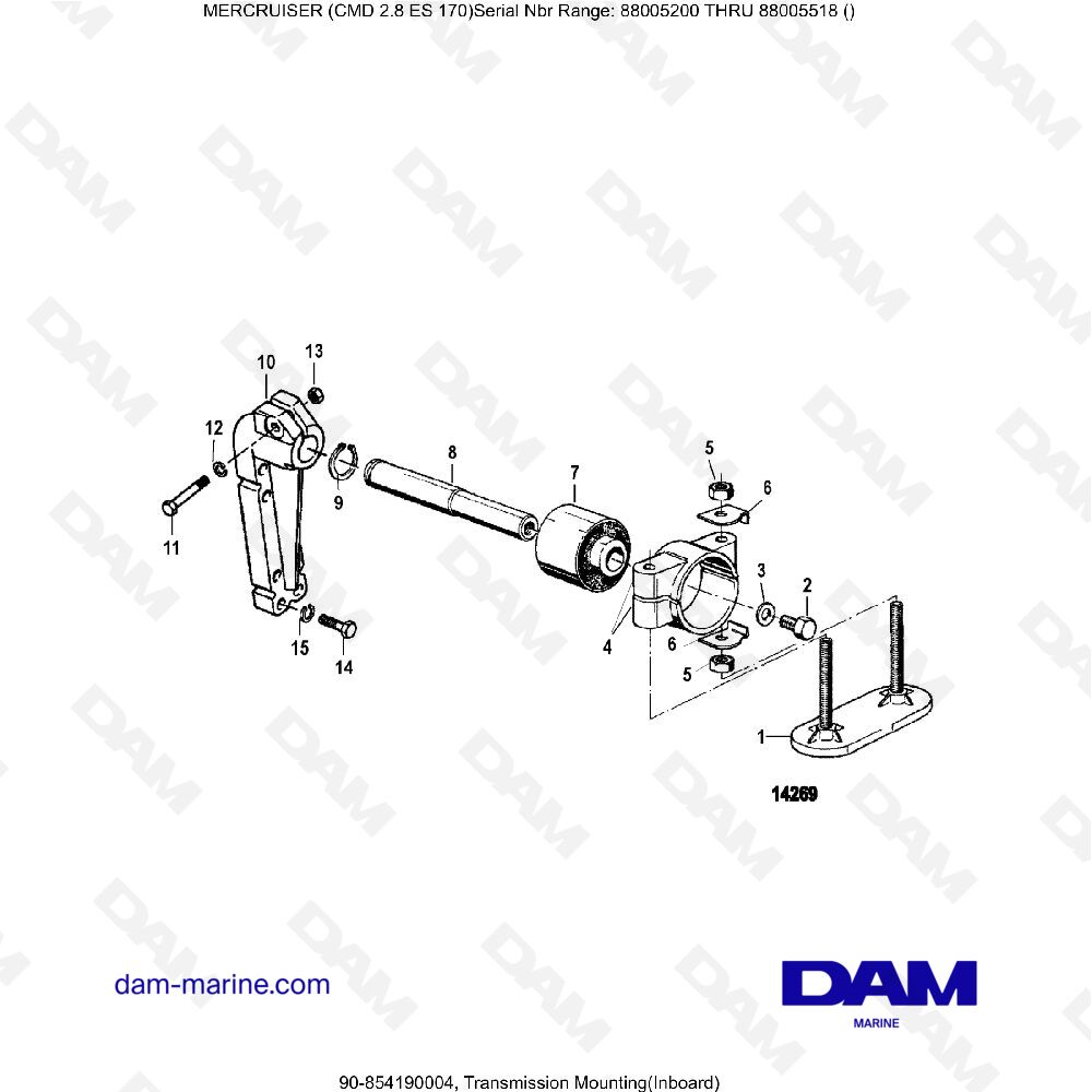 Vue éclatée TRANSMISSION ASSEMBLY pour moteur MERCRUISER CMD 2.8 EI 170