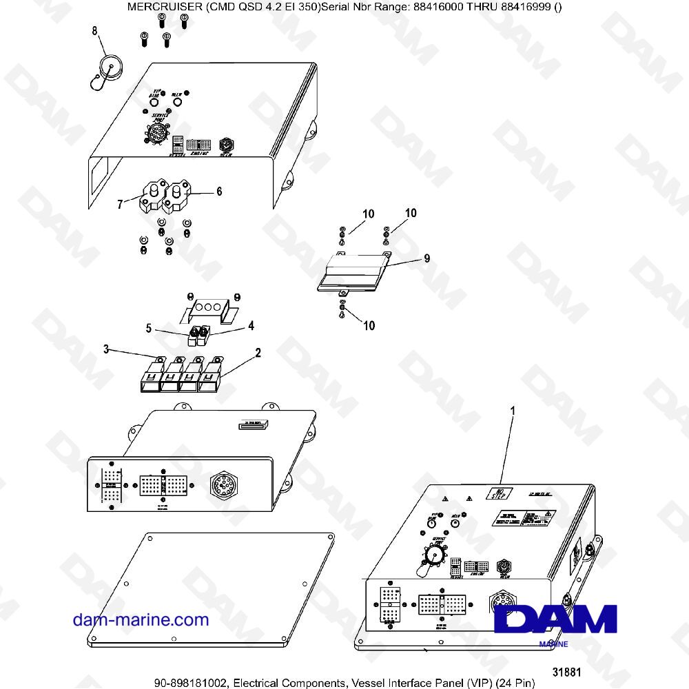 Vue éclatée ELECTRICAL COMPONENTS pour moteur MERCRUISER CMD QSD 4.2 EI 350