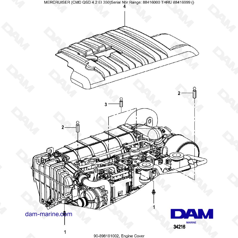 Vue éclatée ENGINE COVER pour moteur MERCRUISER CMD QSD 4.2 EI 350