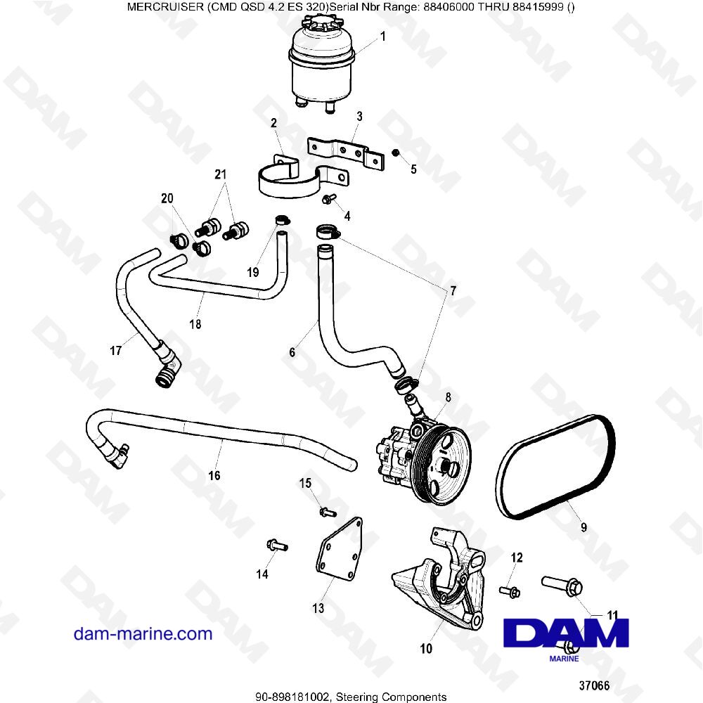 Vue éclatée STEERING COMPONENTS pour moteur MERCRUISER CMD QSD 4.2 ES 320