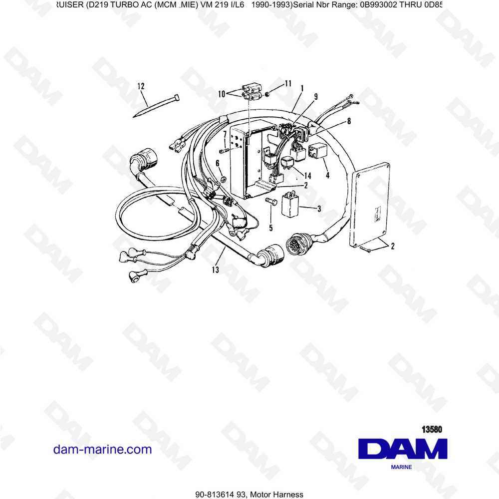 Vue éclatée ENGINE HARNESS pour moteur Mercruiser D219 TURBO AC