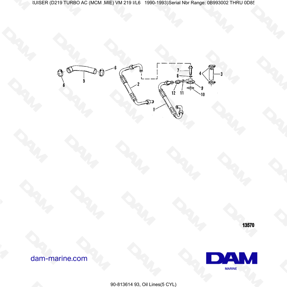 Vue éclatée OIL LINES (5C) pour moteur Mercruiser D219 TURBO AC