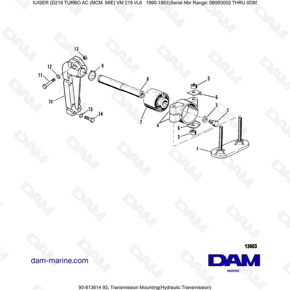 Vue éclatée TRANSMISSION ASSEMBLY (HYDRAULIC) pour moteur Mercruiser D219 TURBO AC