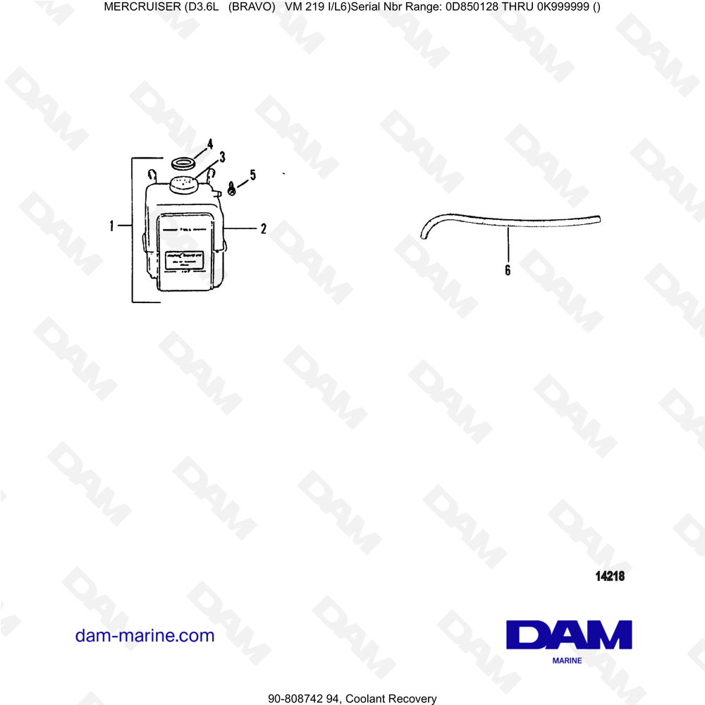 Vue éclatée DEPÓSITO DE LÍQUIDO DE REFROIDISSEMENT pour moteur Mercruiser D3.6L (Bravo)