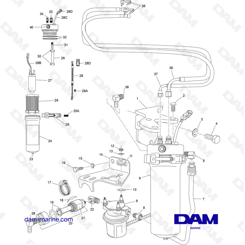 Vue éclatée PILE À COMBUSTIBLE pour moteur PCM Excalibur 330 (2002 & -)