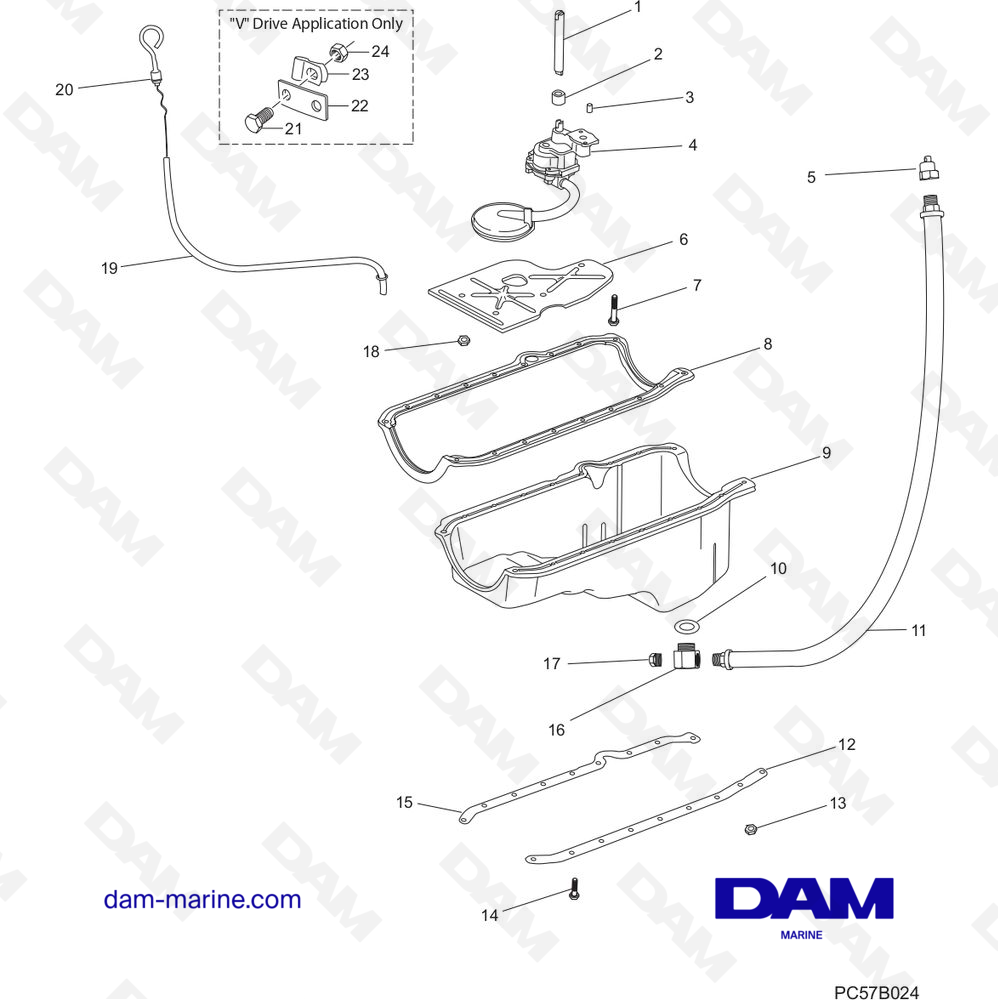 Vue éclatée CARTER D'HUILE ET POMPE À HUILE pour moteur PCM Excalibur 330 (2002 - 2005)