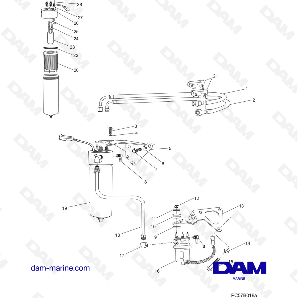Vue éclatée FCC (02/04) pour moteur PCM Excalibur 330 (2002 - 2005)