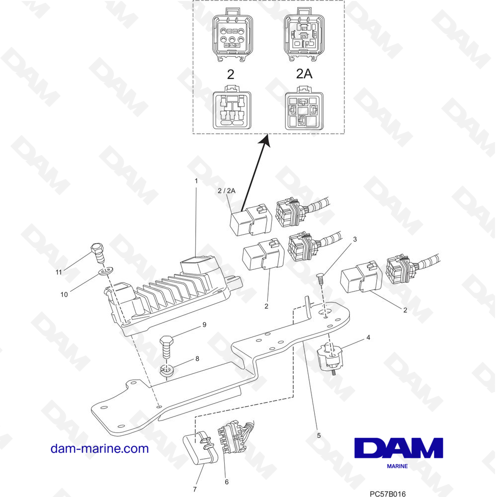 Vue éclatée PCM EXCALIBUR 5.7L ECM ET RELAIS pour moteur PCM Excalibur 330 (2002 - 2005)