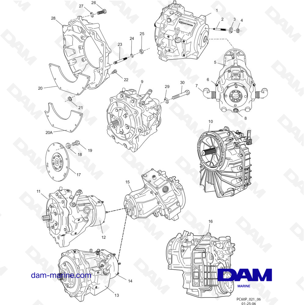 Vue éclatée CLOCHE pour moteur PCM Excalibur 330 (2002 - 2005)