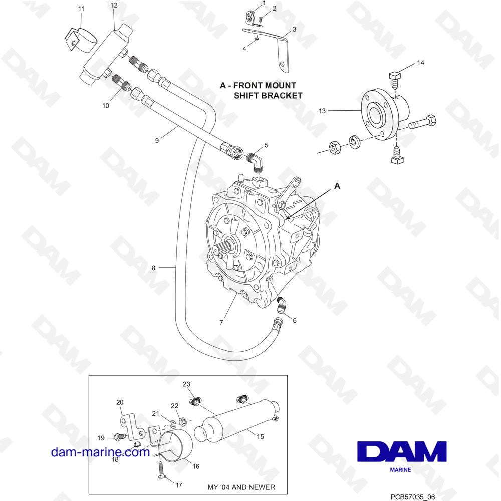 Vue éclatée COMPOSANTS DE TRANSMISSION ET CONNEXES pour moteur PCM Excalibur 330 (2002 - 2005)