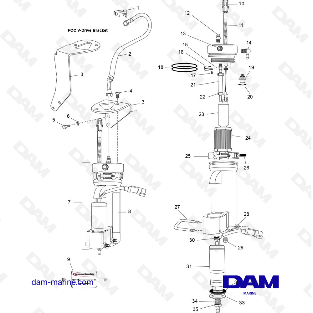 Vue éclatée COMPOSANTS DE LA PILE DE RÉGULATION DU COMBUSTIBLE (FCC) pour moteur PCM ZR409 - ZR450 (2008 - 2010)