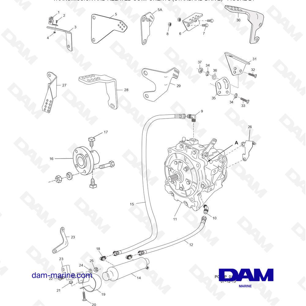 Vue éclatée TRANSMISSION ET COMPOSANTS ASSOCIÉS (TRANSMISSION STANDARD) pour moteur PCM ZR409 - ZR450 (2010 & +)