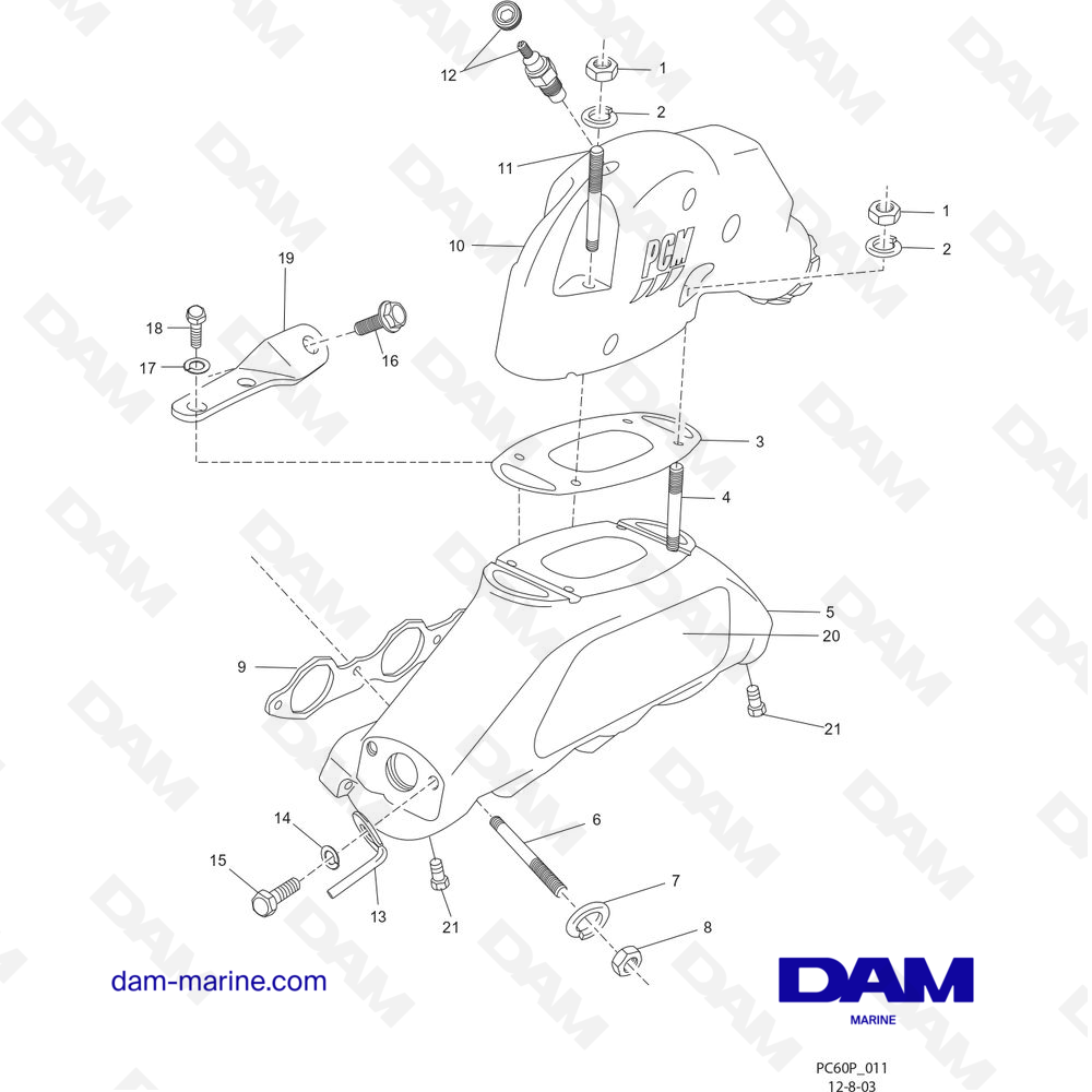 Vue éclatée - COLLECTEUR D'ÉCHAPPEMENT pour moteur PCM ZR6 03-05