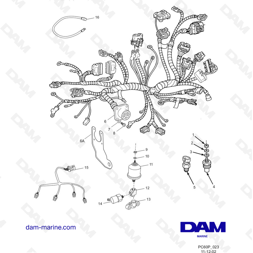 Vue éclatée FAISCEAUX DE CÂBLES ET ÉMETTEURS pour moteur PCM ZR6 03-05