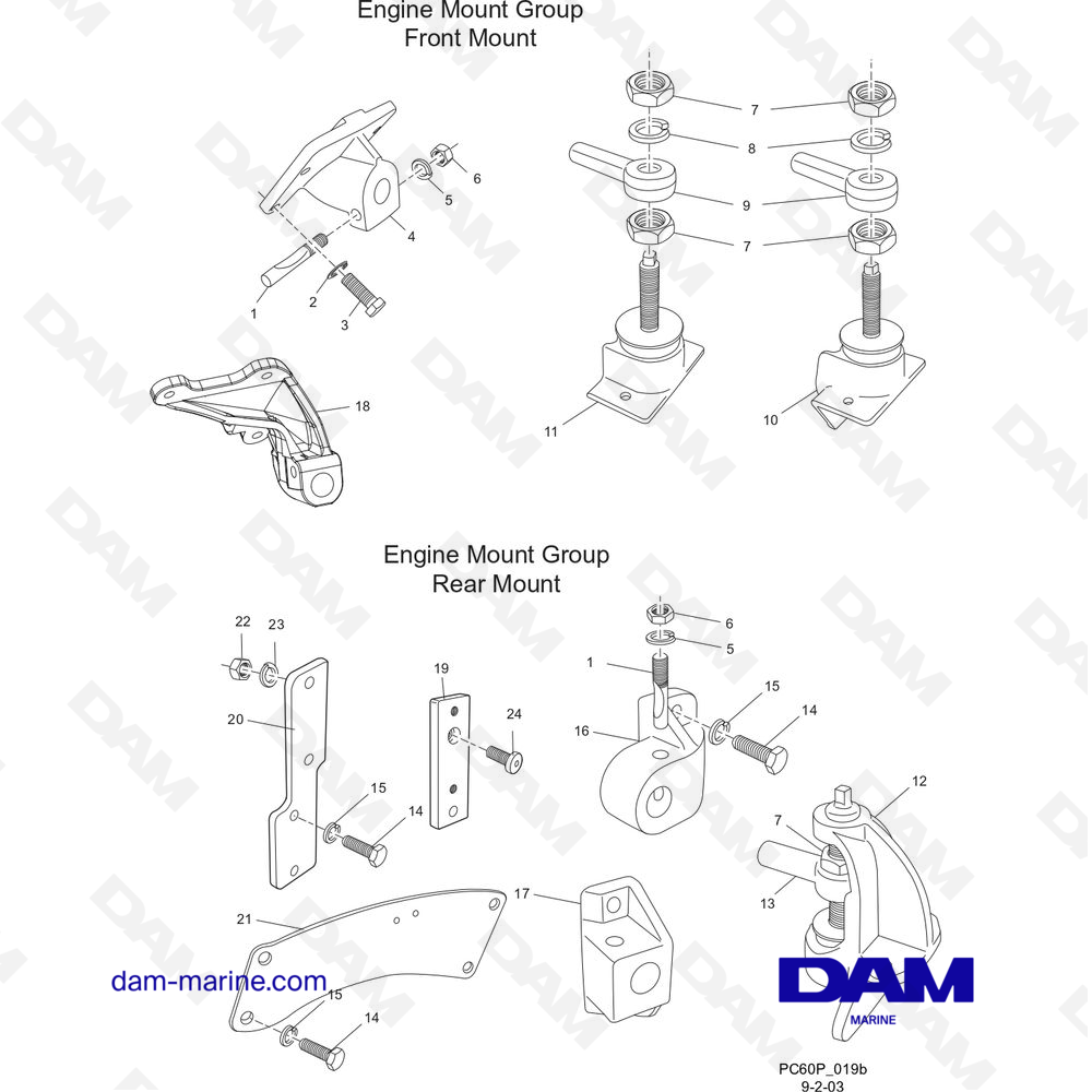 Vue éclatée SUPPORTS DE MOTEUR ET DE TRANSMISSION pour moteur PCM ZR6 03-05