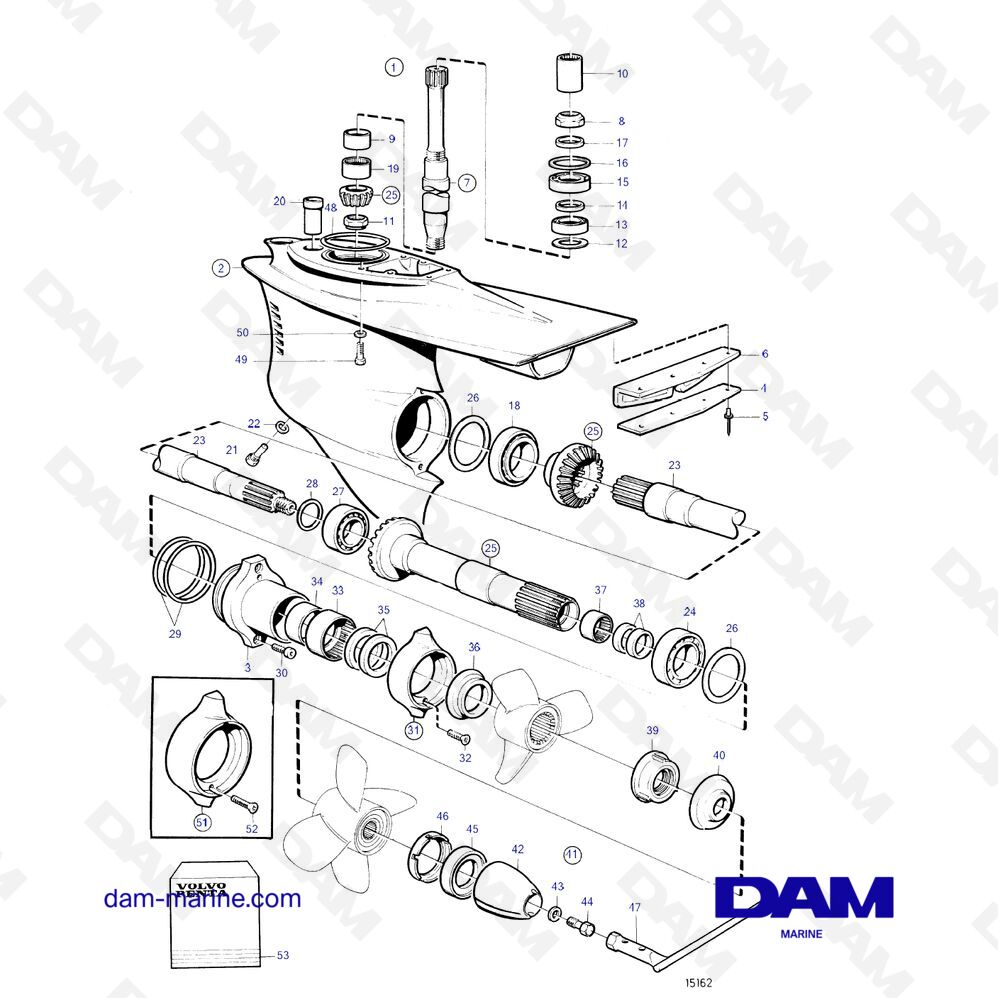 Vue éclatée Moteur Hors Bord Honda 50cv Vue éclatée Bas d'embase DP-D1