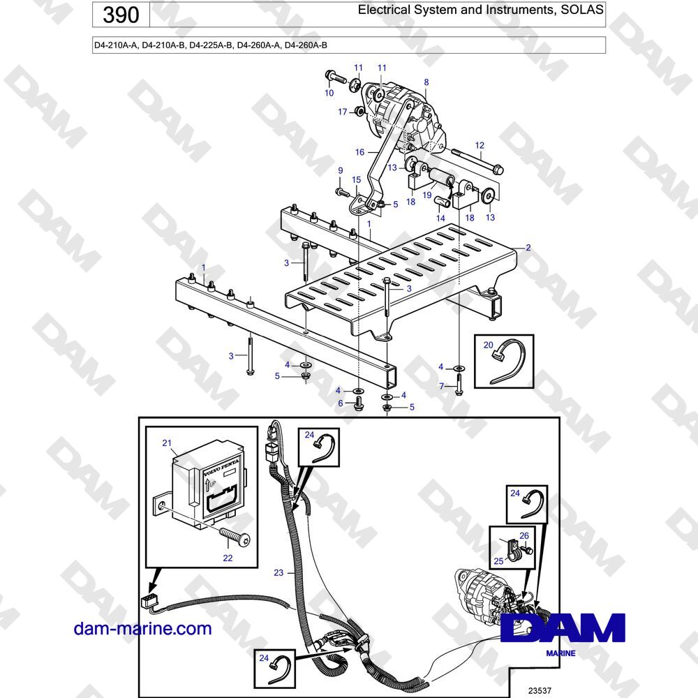 ALTERNATEUR 12V 115AMP PCM - DAM Marine